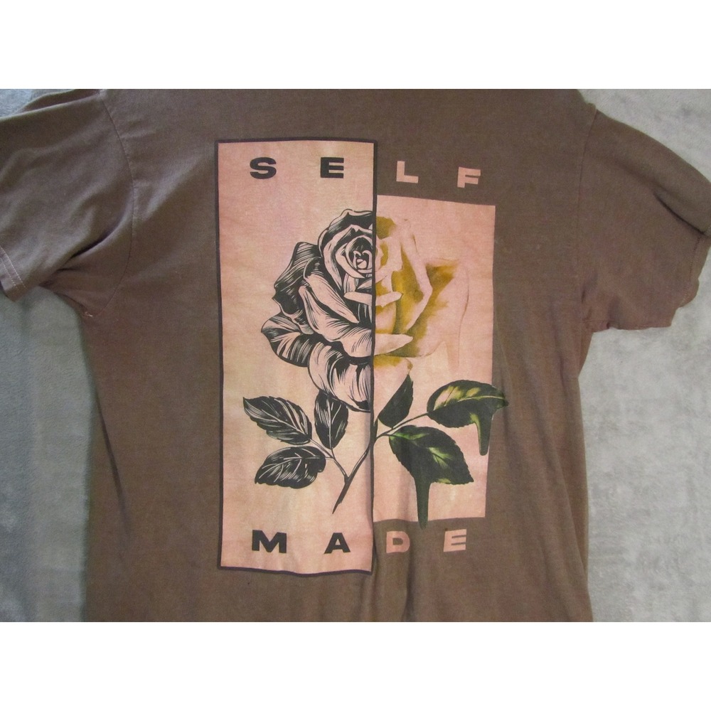 Popular Poison Mens Brown Self Made Rose Graphic Tee Shirt‎ Large